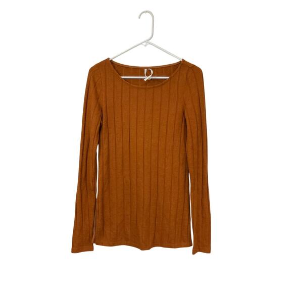 By Anthropologie Womens Ribbed Side-Slit Tunic Size Small Rust Orange Cozy Knit - Picture 7 of 7